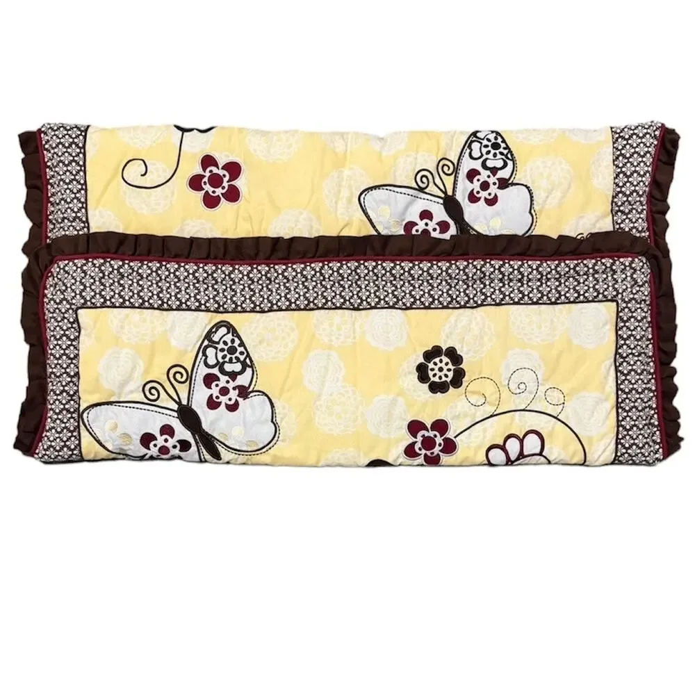 COCALO © Butterflies & Flowers Yellow & Brown Baby Nursery Large Sham 37” x‎ 20”